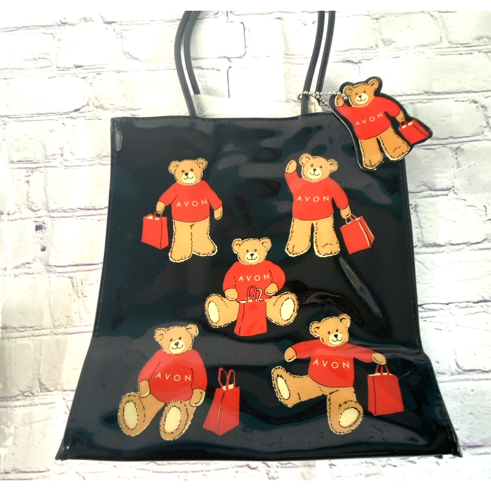 Vintage New‎ Stock AVON Teddy Bear Tote with Keyring Bag In Original Package